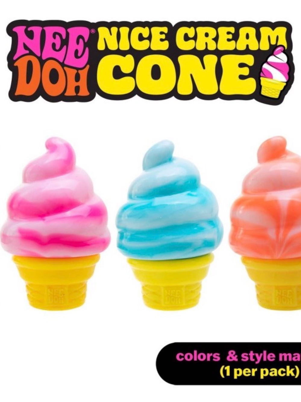 NeeDoh Nice Cream Cone Squishy Toy -Orange